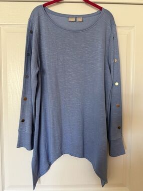 Chico's Periwinkle Button-Sleeve Scoop Neck Tunic